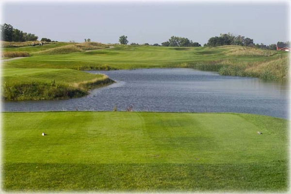 View of a water hazard on the course at Shepherd's Crook